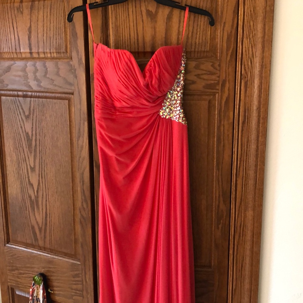 Pink Strapless Floor Length Dress
